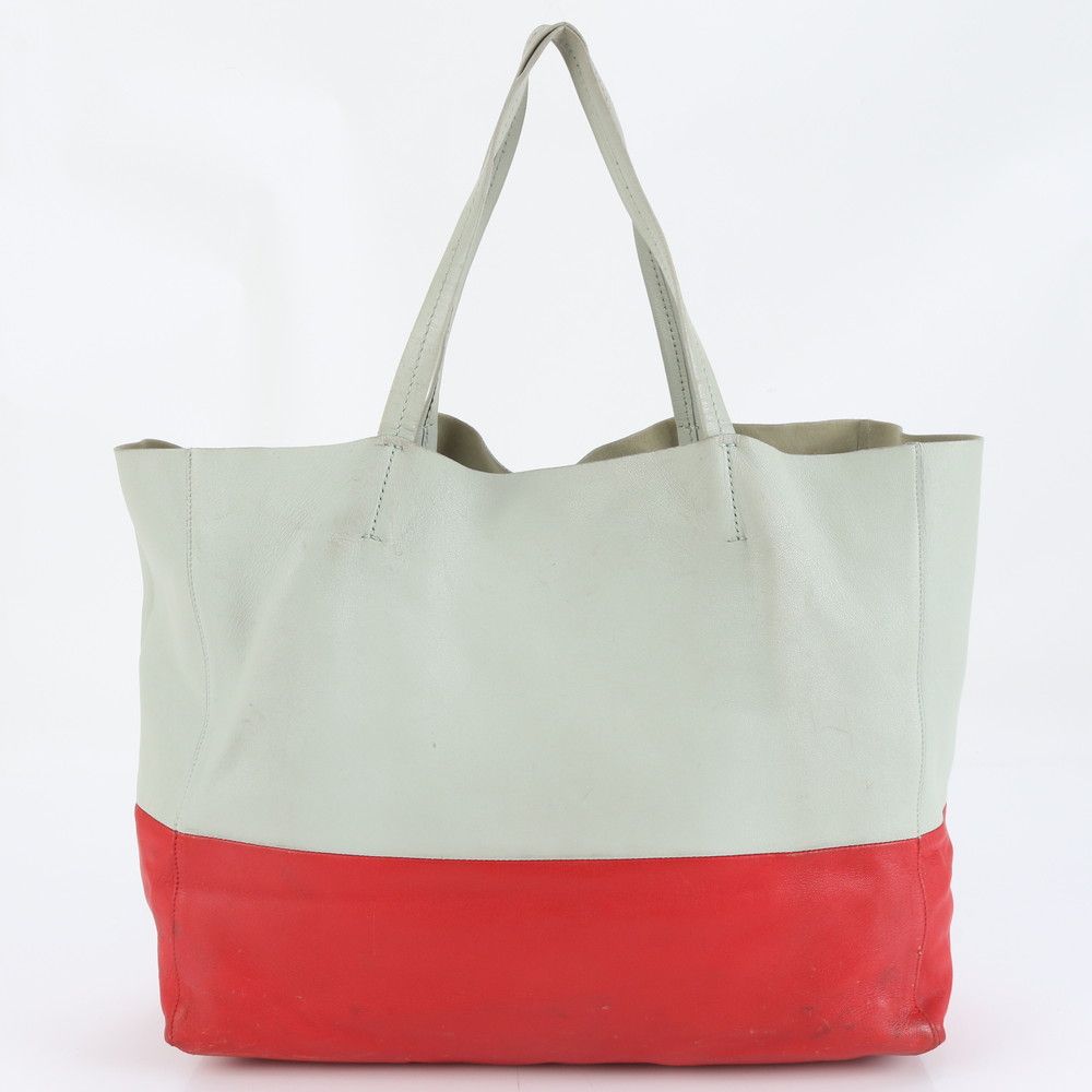 美品 セリーヌ ホリゾンタル カバ バイカラー レザー トート バッグ