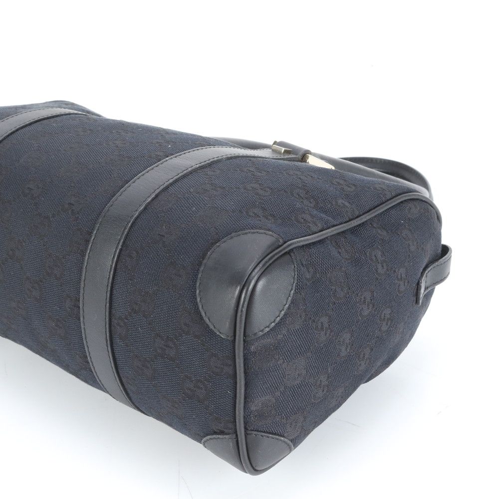 o58【美品】グッチ　GGキャンバス　レザー　ブラック　ハンドバッグ　ボストン 極美品 グッチ GG キャンバス ミニ ボストン レザー ハンドバッグ