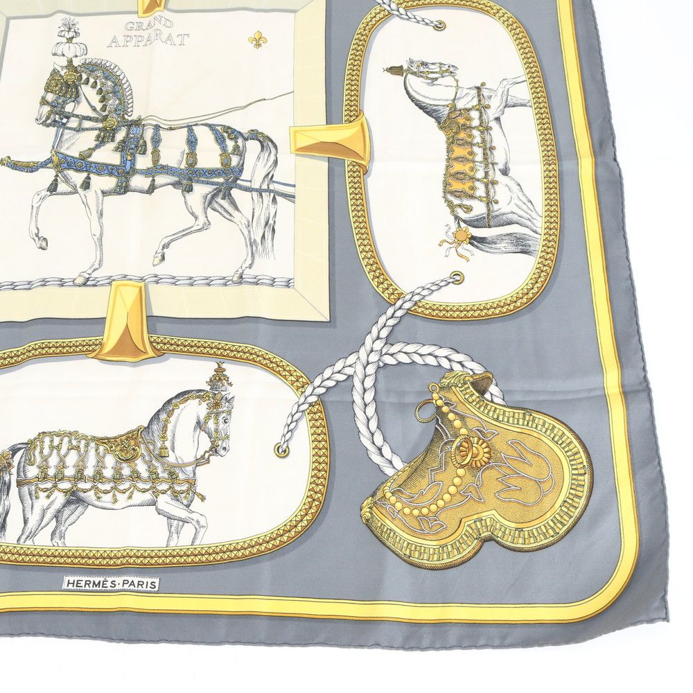 美品 エルメス タグ付 カレ 90 GRAND APPARAT 盛装の馬 スカーフ
