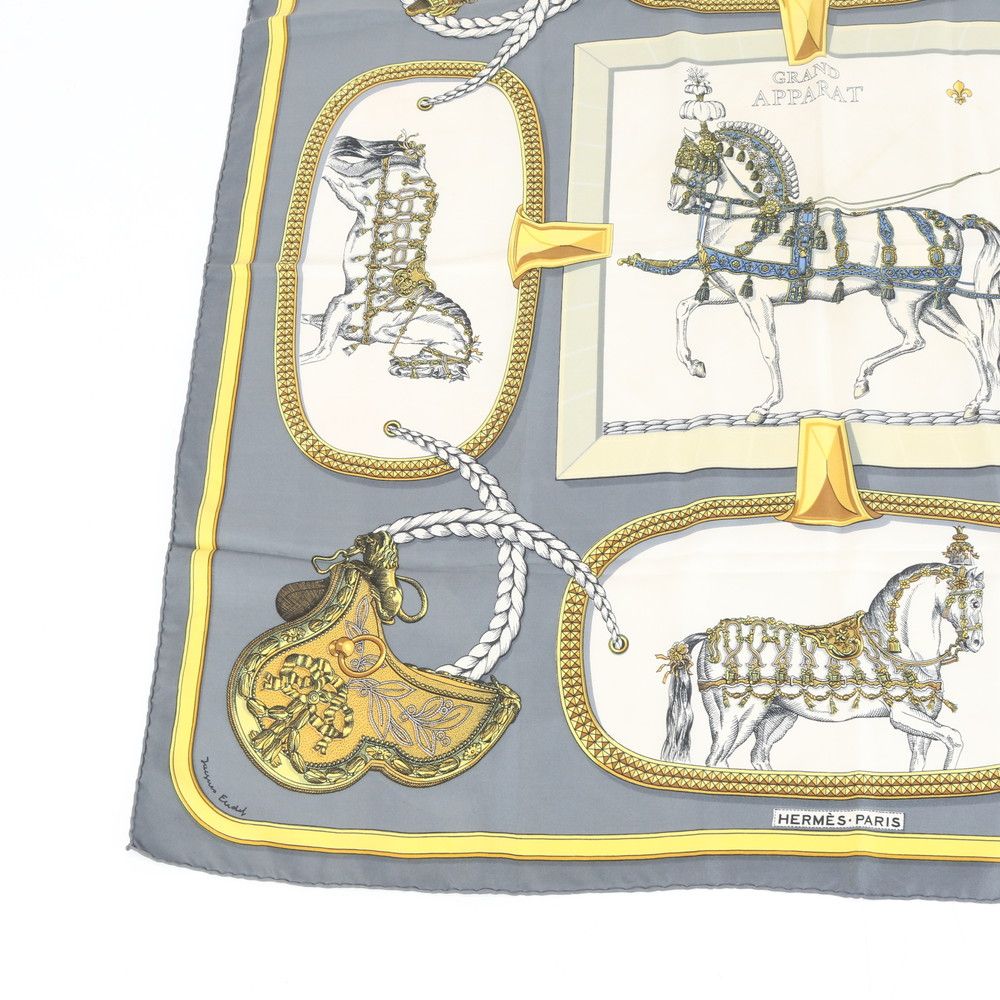 美品 エルメス タグ付 カレ 90 GRAND APPARAT 盛装の馬 スカーフ