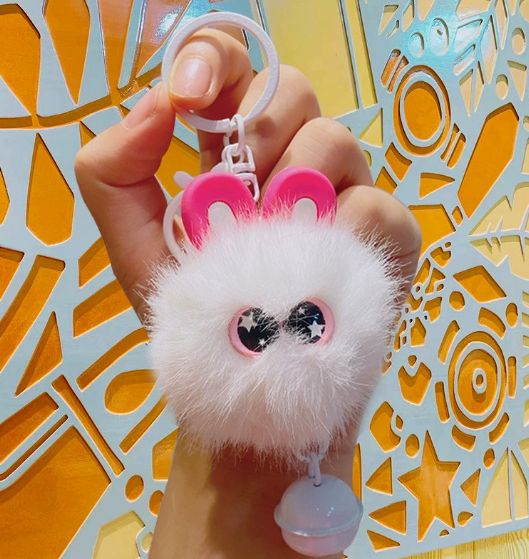 ぬいぐるみ風 まっくろくろすけ うさぎ頭 キーホルダー