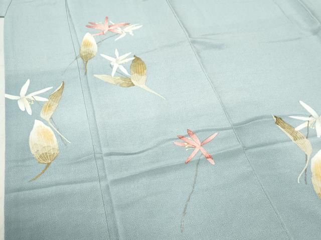 平和屋着物●華道家　楠目ちづ　訪問着　枝花文　鬼しぼ縮緬　正絹　逸品　CABC6510yc 平和屋着物○華道家 楠目ちづ 訪問着 枝花文 鬼しぼ縮緬 正絹 逸品