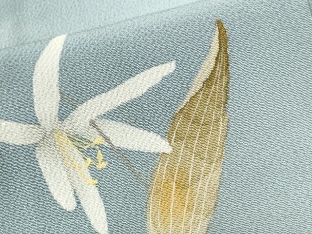 平和屋着物●華道家　楠目ちづ　訪問着　枝花文　鬼しぼ縮緬　正絹　逸品　CABC6510yc 平和屋着物○華道家 楠目ちづ 訪問着 枝花文 鬼しぼ縮緬 正絹 逸品