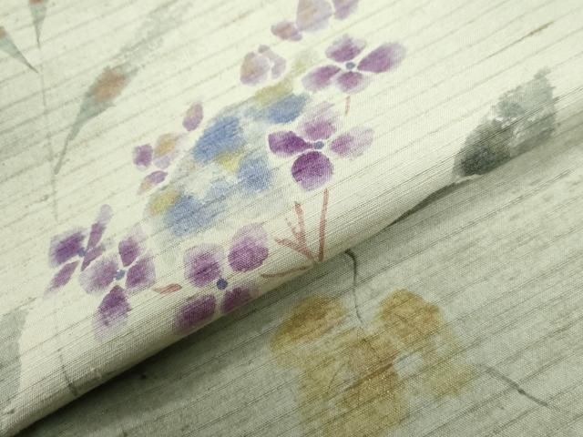 平和屋着物○訪問着 栗繭紬 作家物 枝花文 金彩 反端付き 正絹 逸品 未