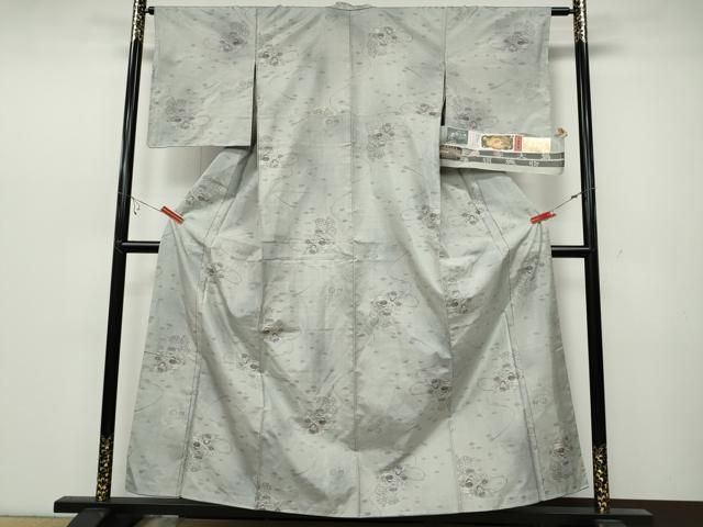 平和屋着物▽本場大島紬　白大島　単衣　幾何学文様　正絹　逸品　AABF0085jh 平和屋着物○本場大島紬 白大島 9マルキ よろけ縞 正絹 逸品
