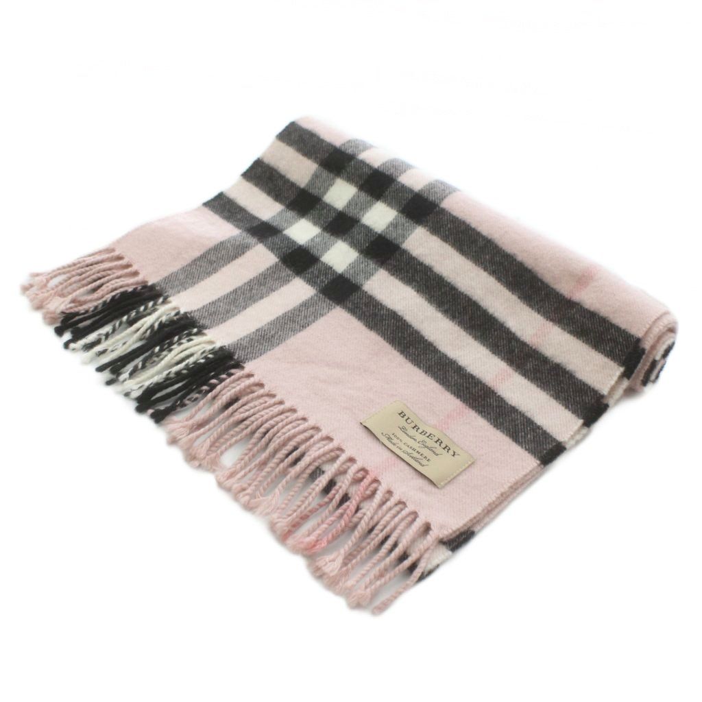 バーバリー BURBERRY マフラー ストール カシミヤ チェック柄 フリンジ