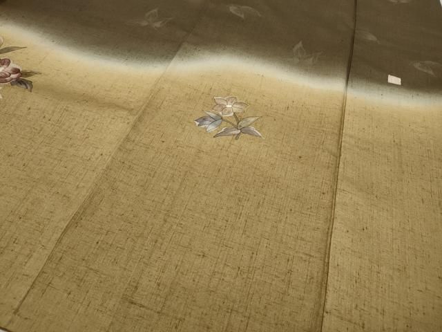 平和屋着物●訪問着　作家物　紬地　枝花文　金彩　やまと誂製　正絹　逸品　CABC2312ut 平和屋着物□訪問着 作家物 紬地 枝花文 金彩 正絹 逸品 CABF5782oyの