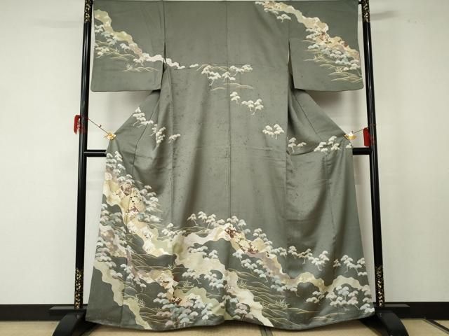 平和屋着物●訪問着　駒刺繍　絞り　舞花文　正絹　逸品　未使用　AABF1814ck 平和屋着物○訪問着 駒刺繍 絞り 舞花文 正絹 逸品 未使用 AABF1814ck