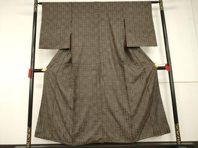 平和屋着物●本場大島紬　アンティーク大島　市松文　正絹　逸品　AABF7011ck 平和屋着物○本場大島紬 アンティーク大島 市松文 正絹 逸品