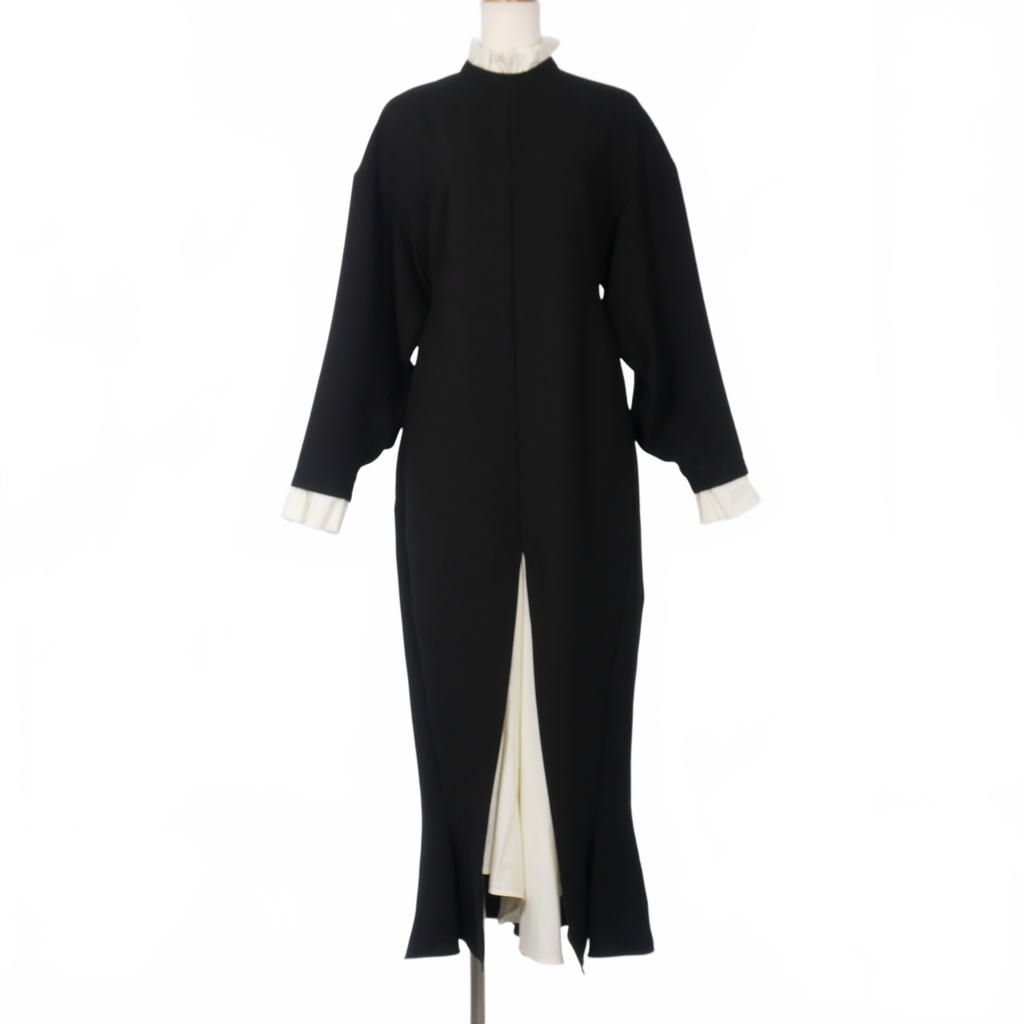 ENFÖLD ブラック ロングワンピース38 エンフォルド ENFOLD ワンピース 長袖 ロング サイズ38 ブラック 黒