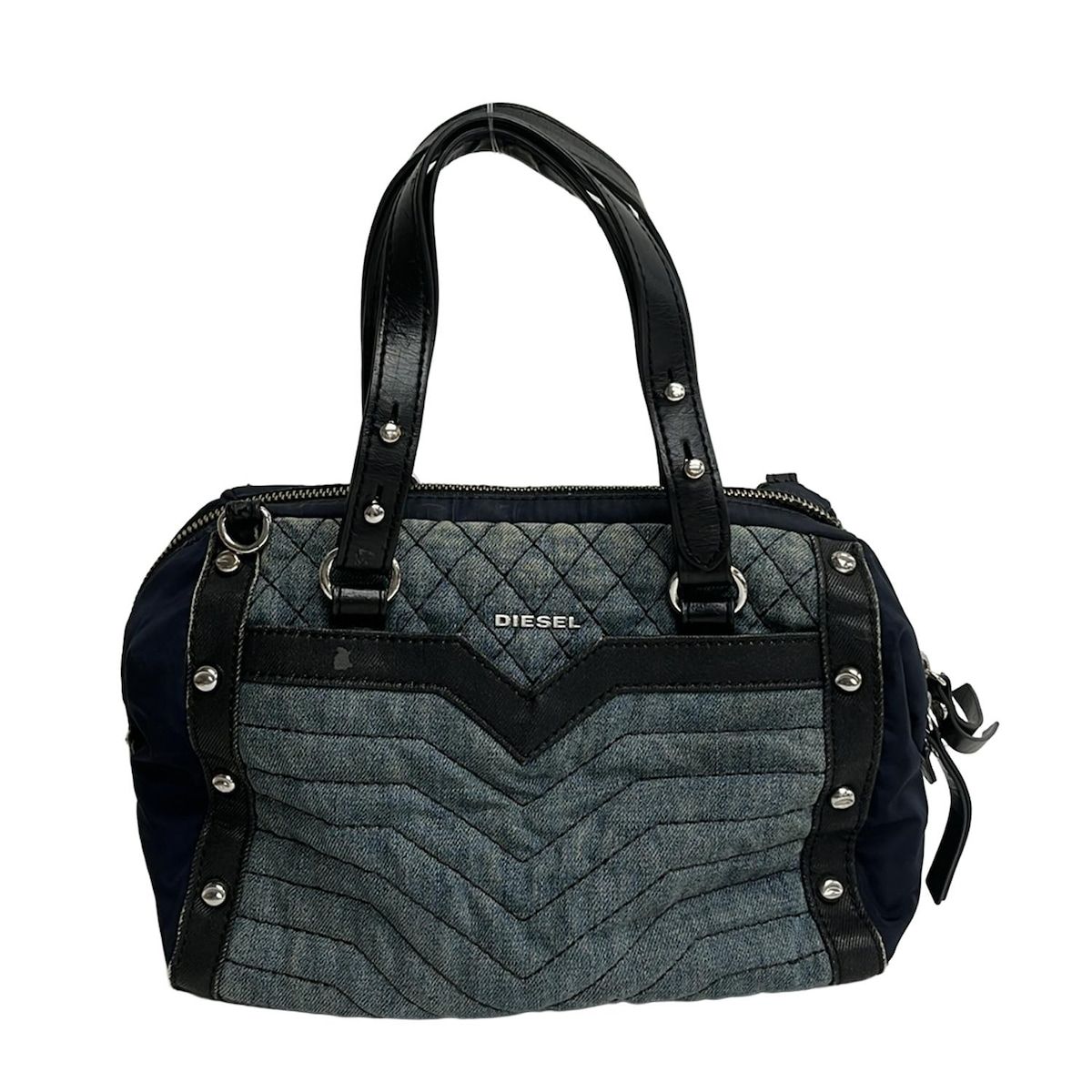DIESEL(ディーゼル) ハンドバッグ ブルー×黒 キルティング レザー 