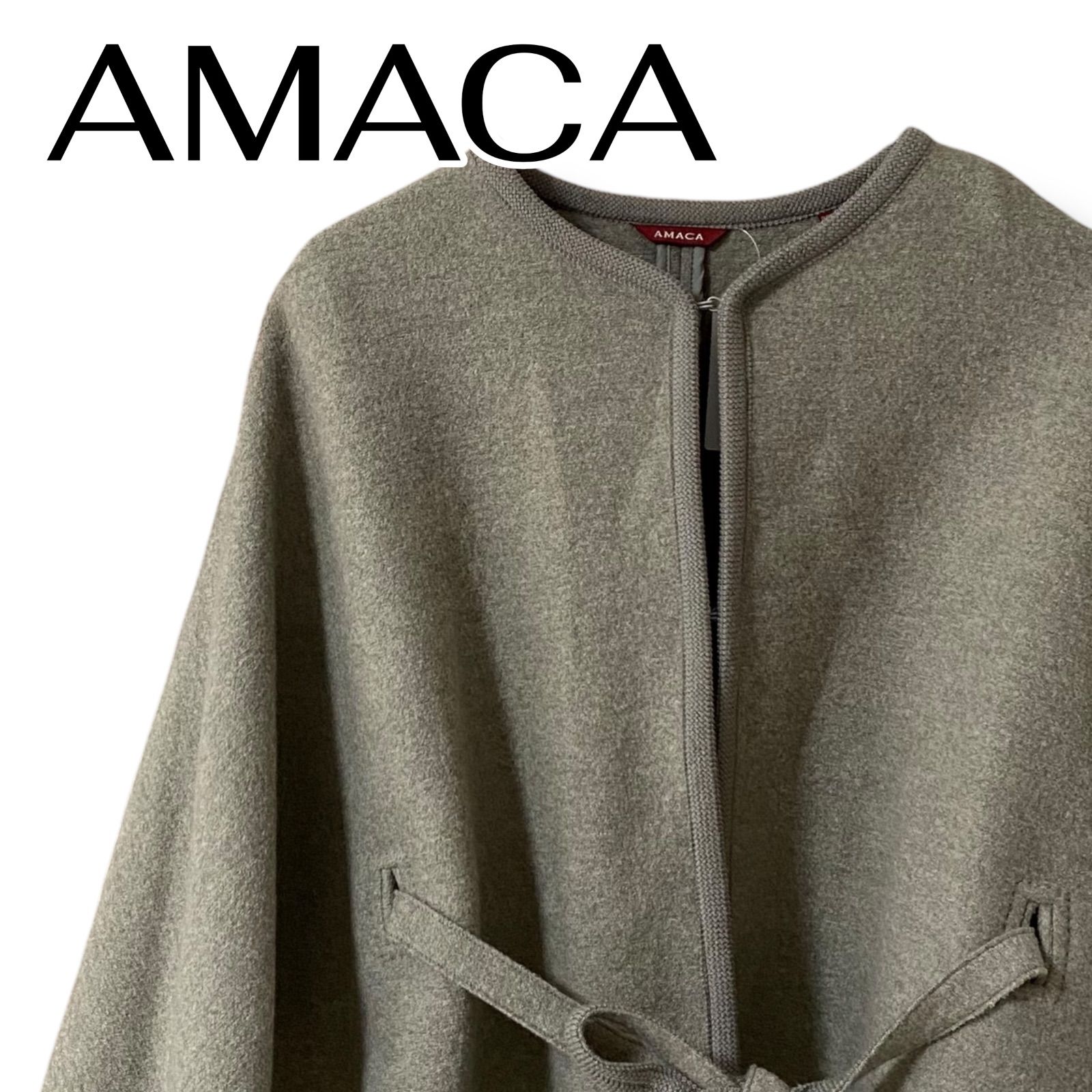 AMACA アマカ ウール100％ ノーカラーコート 38 M レディース 日本製 