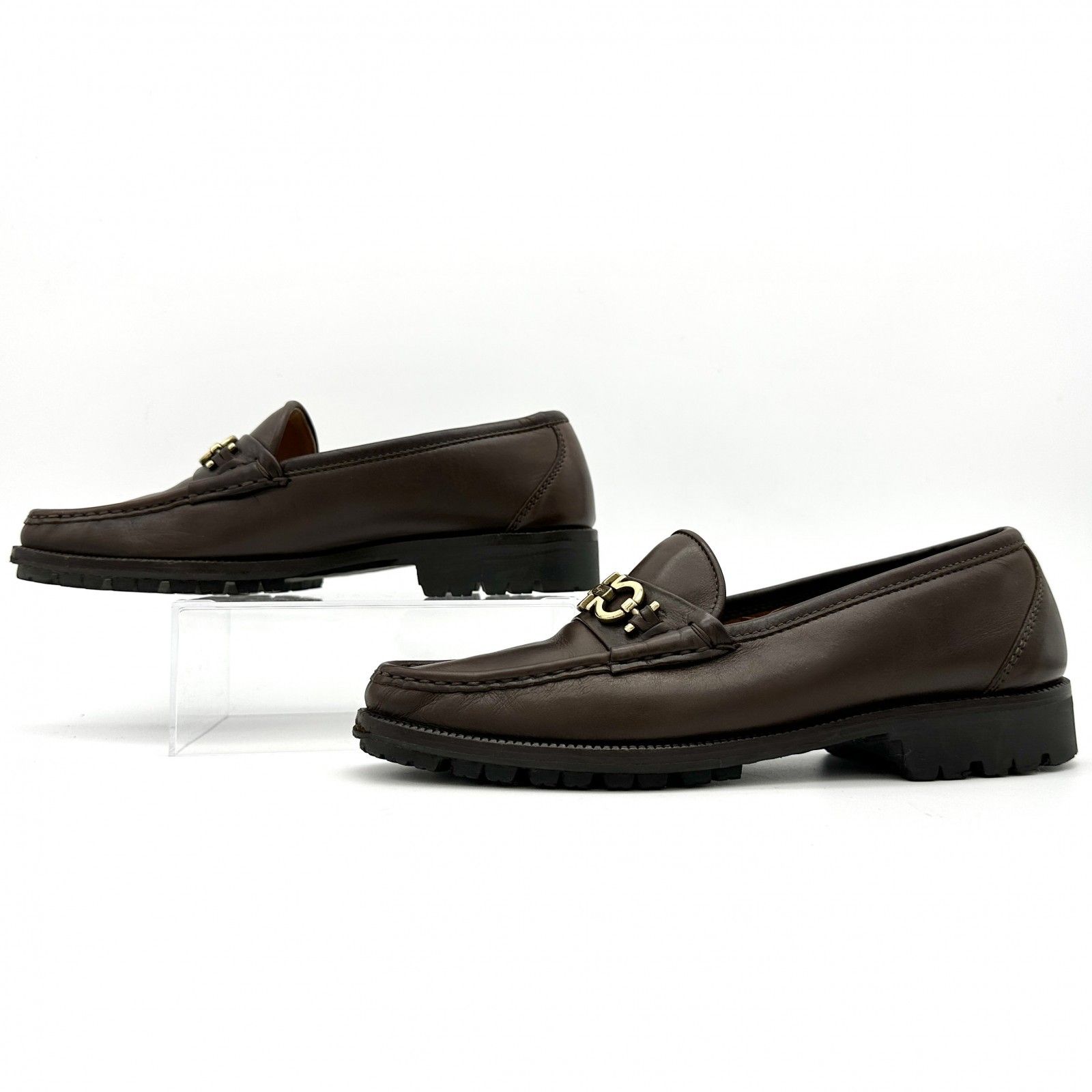 Ferragamo ガンチーニ ローファー レザー ブラウン 846A - メルカリ