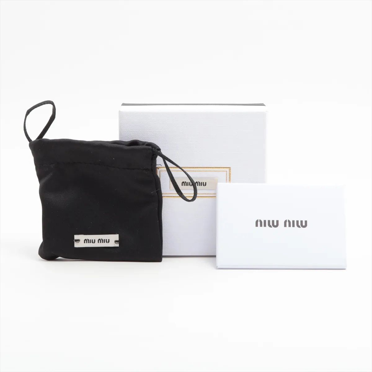 極美品 ミュウミュウ ロゴ メタル ヘアピン ホワイト ゴールド ヘア