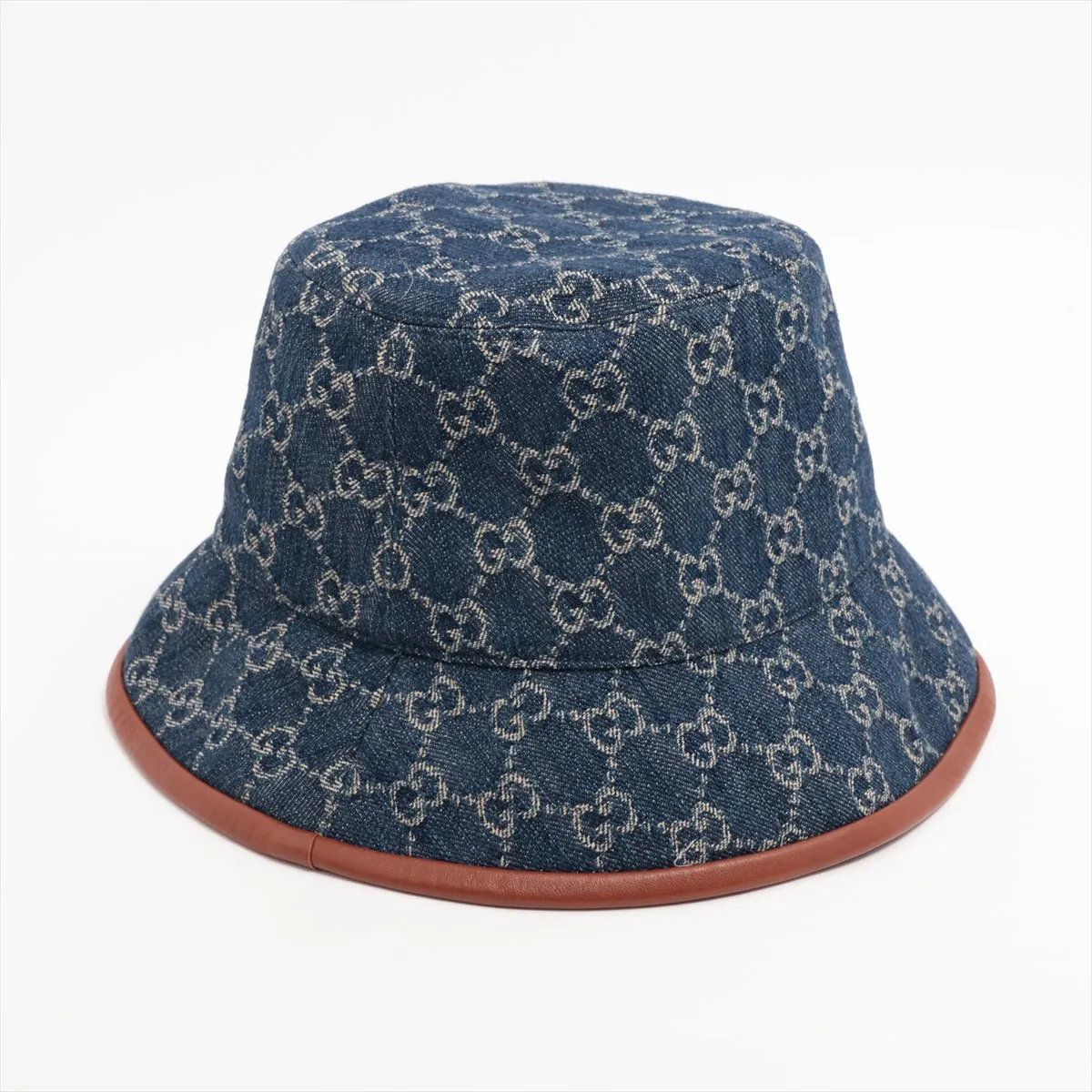 GUCCI GGキャンバス バケットハット 帽子 ハット バケハ ブルー 極美品 グッチ GGキャンバス バケットハット バケハ M ブルー 帽子