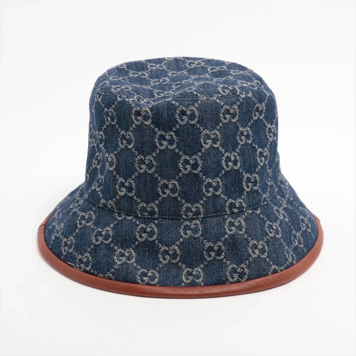 極美品 グッチ GGキャンバス バケットハット バケハ M ブルー 帽子