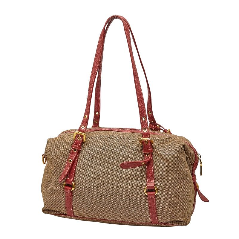 プラダ ロゴジャガード ワンショルダーバッグ ベージュ レッド