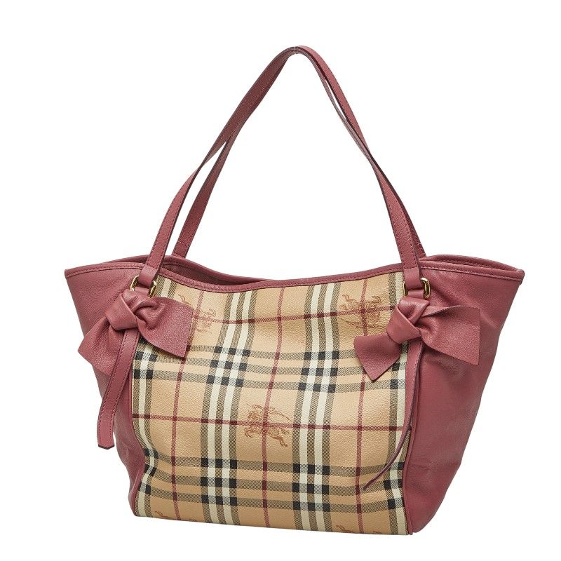 バーバリー ノバチェック シャドーホース リボン トートバッグ