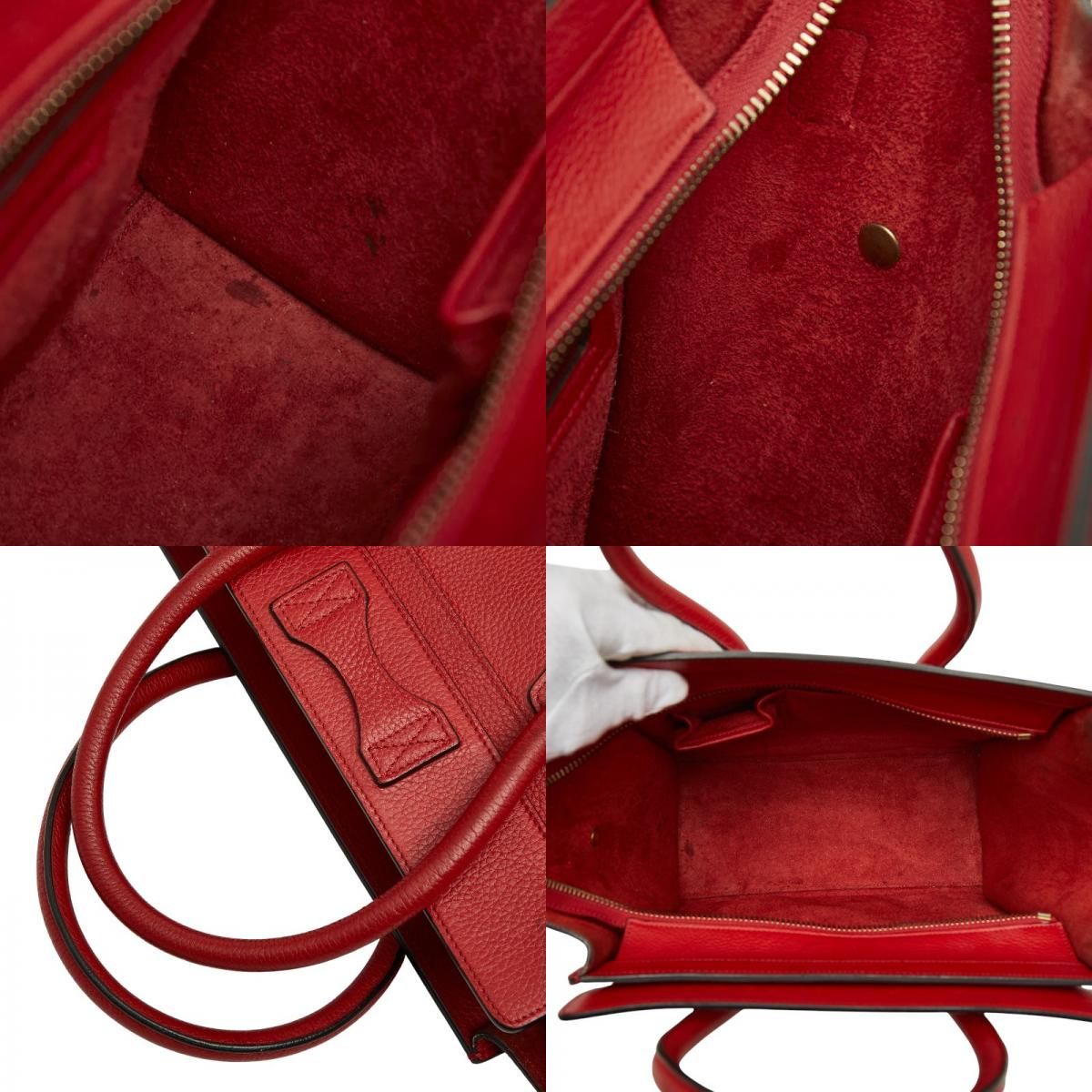 セリーヌ ラゲージ マイクロショッパー レッド レザー レディース