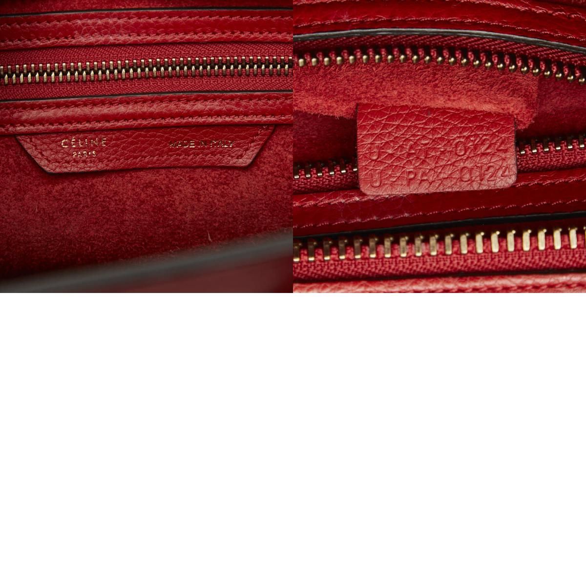 セリーヌ ラゲージ マイクロショッパー レッド レザー レディース  