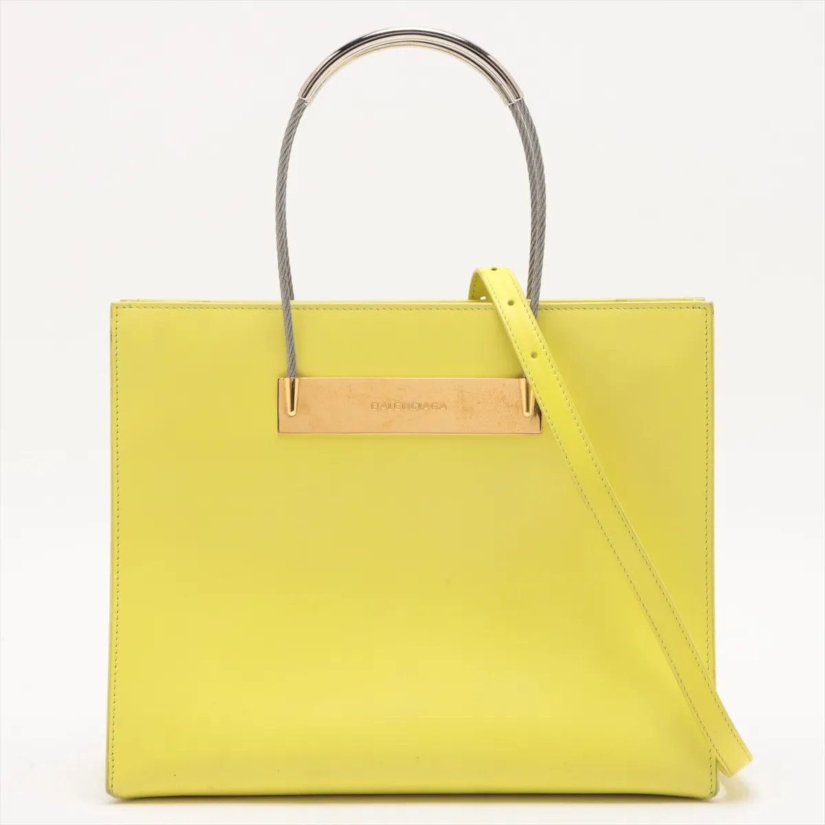 BALENCIAGA イエロー ハンドバッグ 美品 バレンシアガ イエロー 2WAY ハンドバッグ 斜め掛け トート