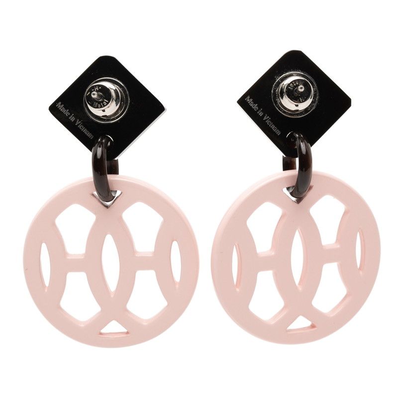 エルメス アヴァ スタッドピアス ブラック ピンク バッファローホーン