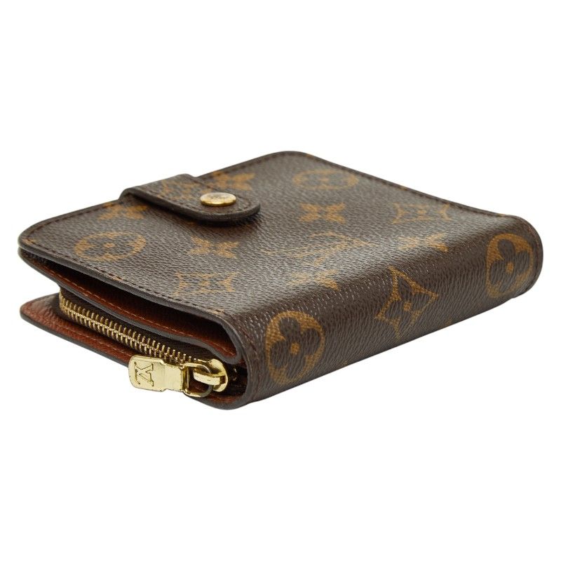 ルイ ヴィトン モノグラム コンパクトジップ M61667 ブラウン PVC