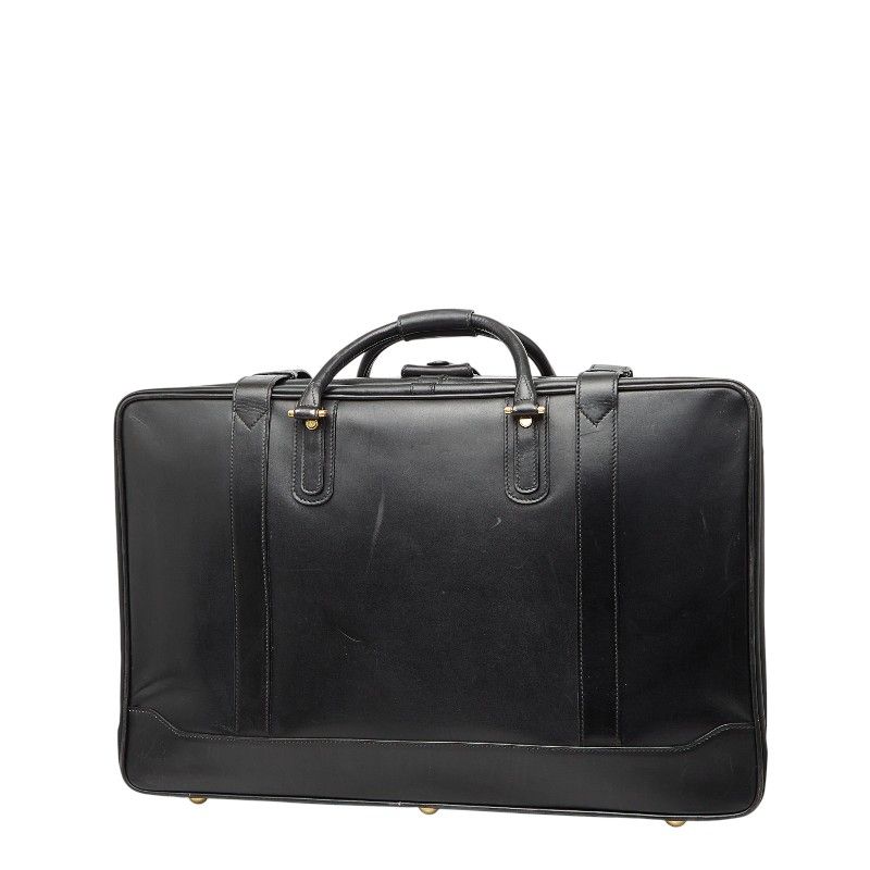 グッチ　ボストンバッグ　キャンバスレザー　大容量　ブラック　ロゴプレート グッチ ボストンバッグ スーツケース ブラック レザー レディース