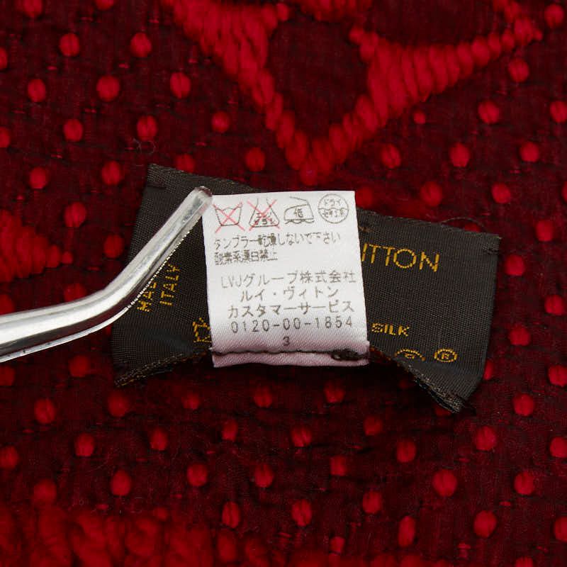 ルイ ヴィトン エシャルプ ロゴマニア レッド ウール シルク