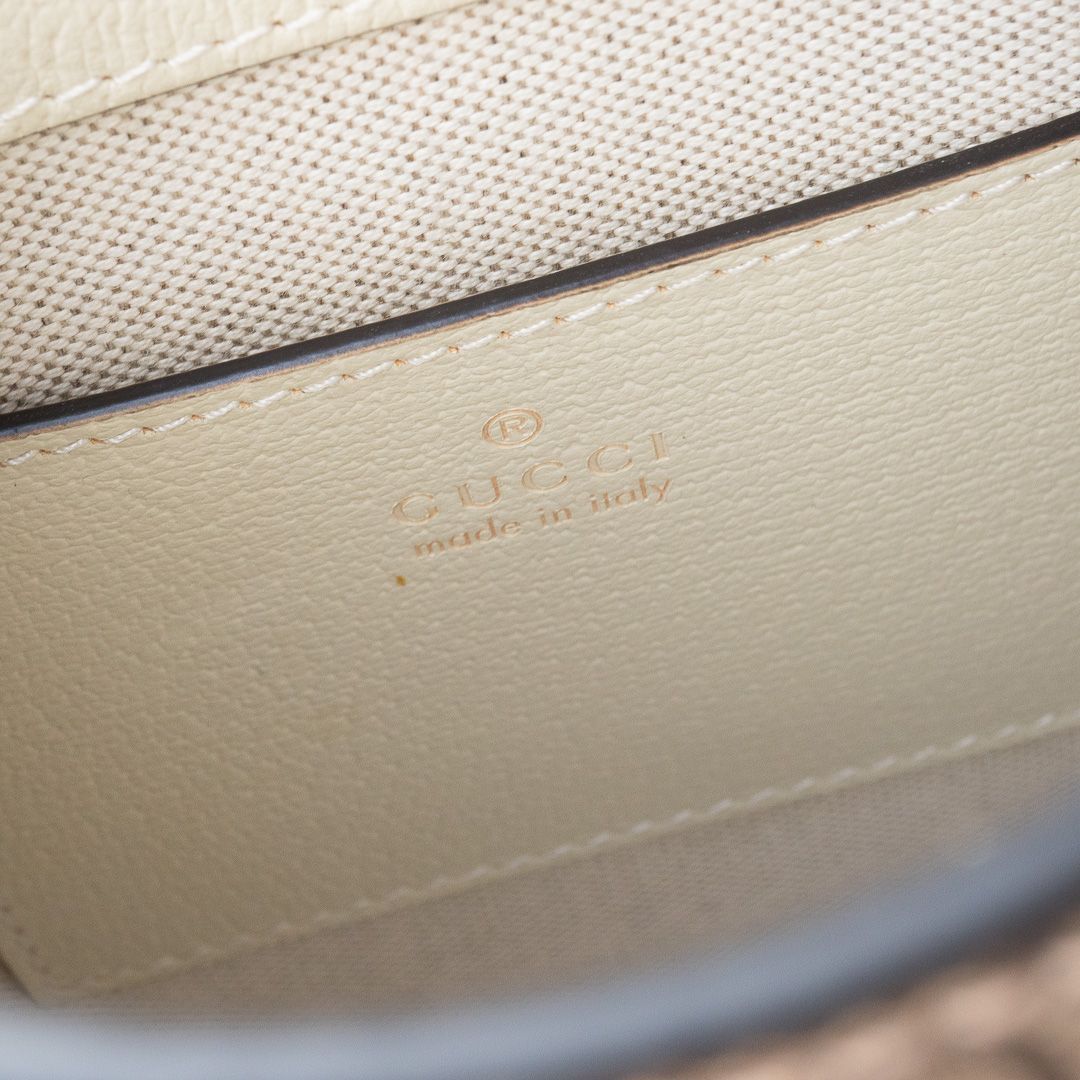 グッチ Pikarar アニマルプリント トートバッグ ミニ ホワイト レザー