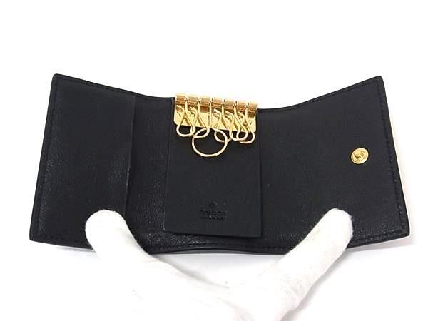 GUCCI グッチ キーケース GGマーモント 676153 ブラック レザー ユニ