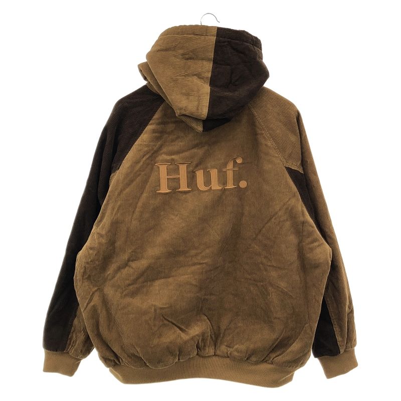中古】HUF コーデュロイジップパーカー 内ボア サイズL ツートンカラー 