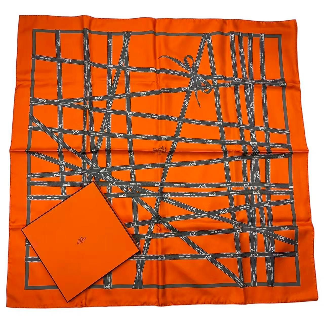 新品同様 HERMES エルメス スカーフ カレ90 シルク ボルデュック