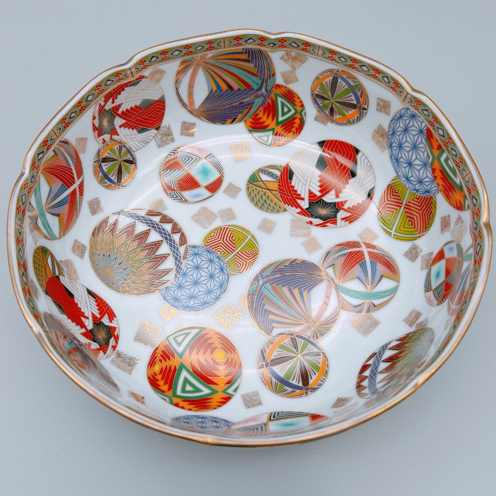 前畑陶器　庫山窯　色絵手まり　菓子鉢 前畑陶器 庫山窯 色絵手まり 菓子鉢