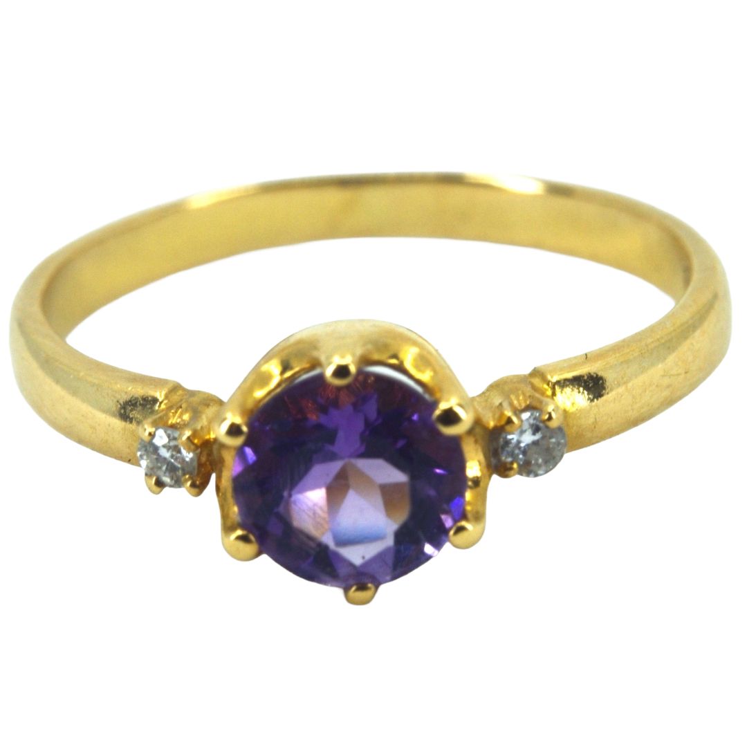 K18 アメジストリング メレダイヤ付 - メルカリ