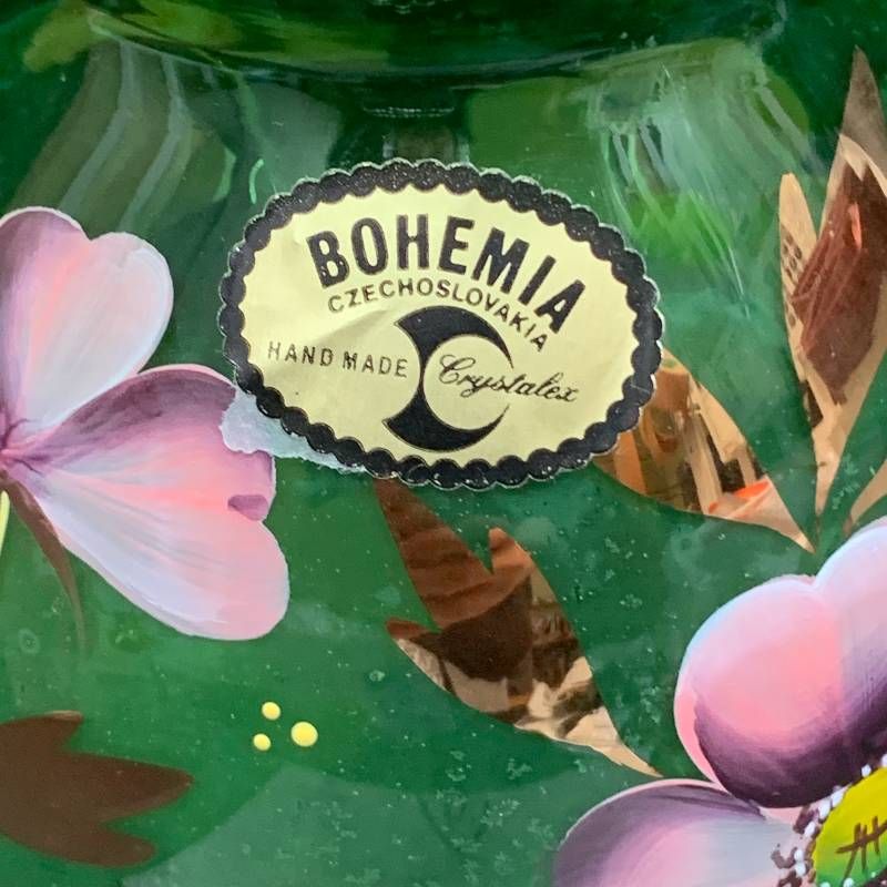 Z314 ボヘミアングラス 花柄ガラス チェコスロバキア製 BOHEMIA