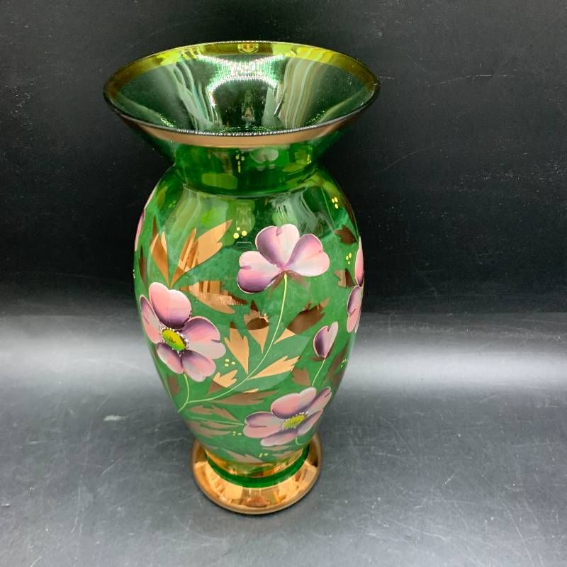 Z314 ボヘミアングラス 花柄ガラス チェコスロバキア製 BOHEMIA