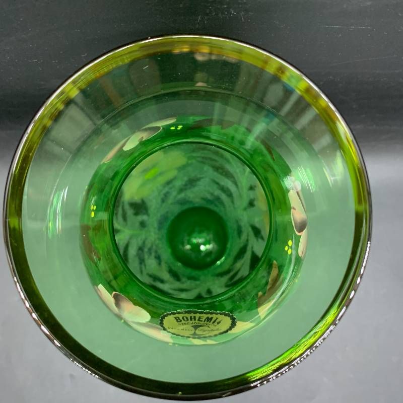 Z314 ボヘミアングラス 花柄ガラス チェコスロバキア製 BOHEMIA
