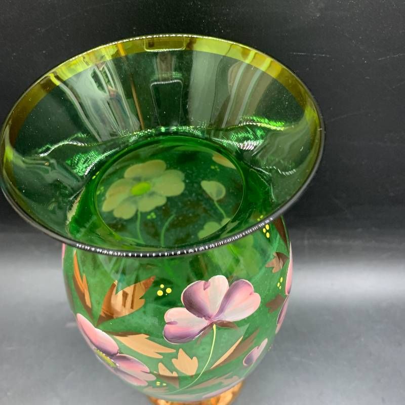 Z314 ボヘミアングラス 花柄ガラス チェコスロバキア製 BOHEMIA
