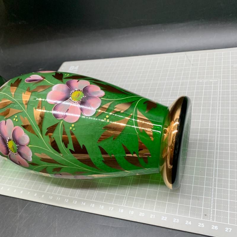 Z314 ボヘミアングラス 花柄ガラス チェコスロバキア製 BOHEMIA