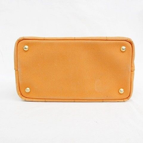 プラダ PRADA カナパ S ミニ トートバッグ キャンバス オレンジ ☆AA