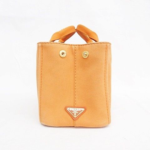プラダ PRADA カナパ S ミニ トートバッグ キャンバス オレンジ ☆AA