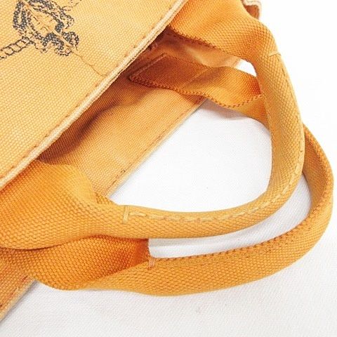 プラダ PRADA カナパ S ミニ トートバッグ キャンバス オレンジ ☆AA