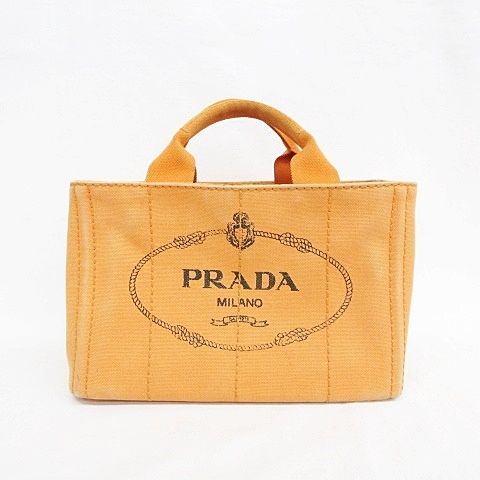 【迅速発送・美品】PRADA カナパ　オレンジ トートバッグ Mサイズ プラダ PRADA カナパ S ミニ トートバッグ キャンバス オレンジ ☆AA