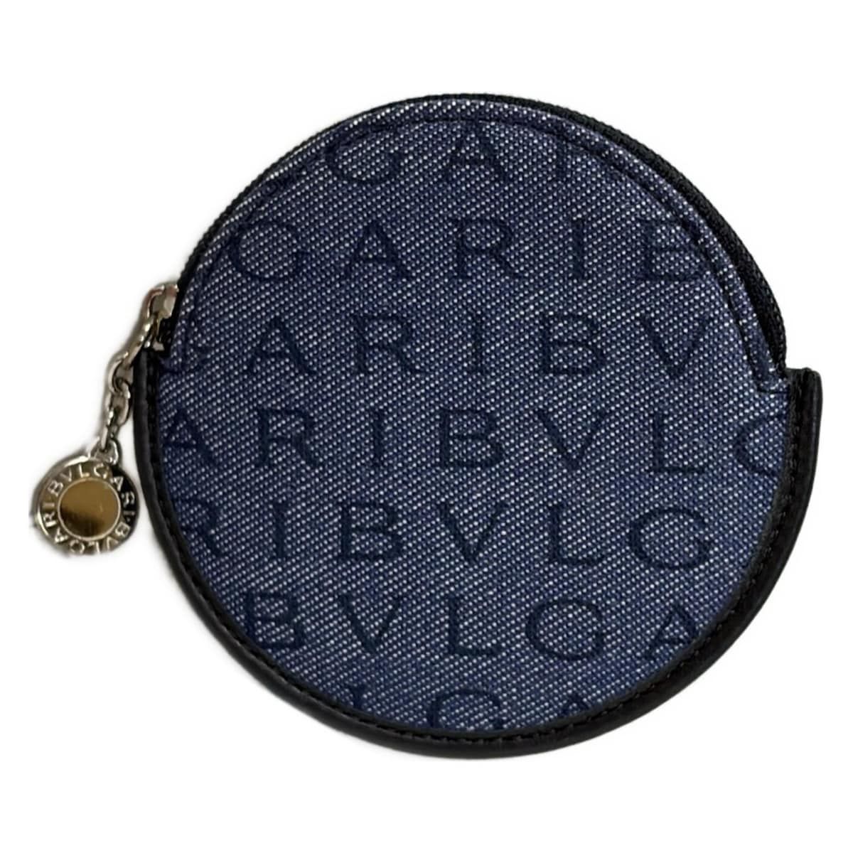 BVLGARI(ブルガリ) コインケース美品 ロゴマニア ネイビー×ダーク