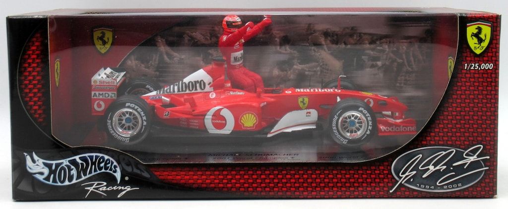 MATTEL 1/18HOTWHEELS RACING FERRARI F2002 MICHAEL SCHUMACHER FIVE