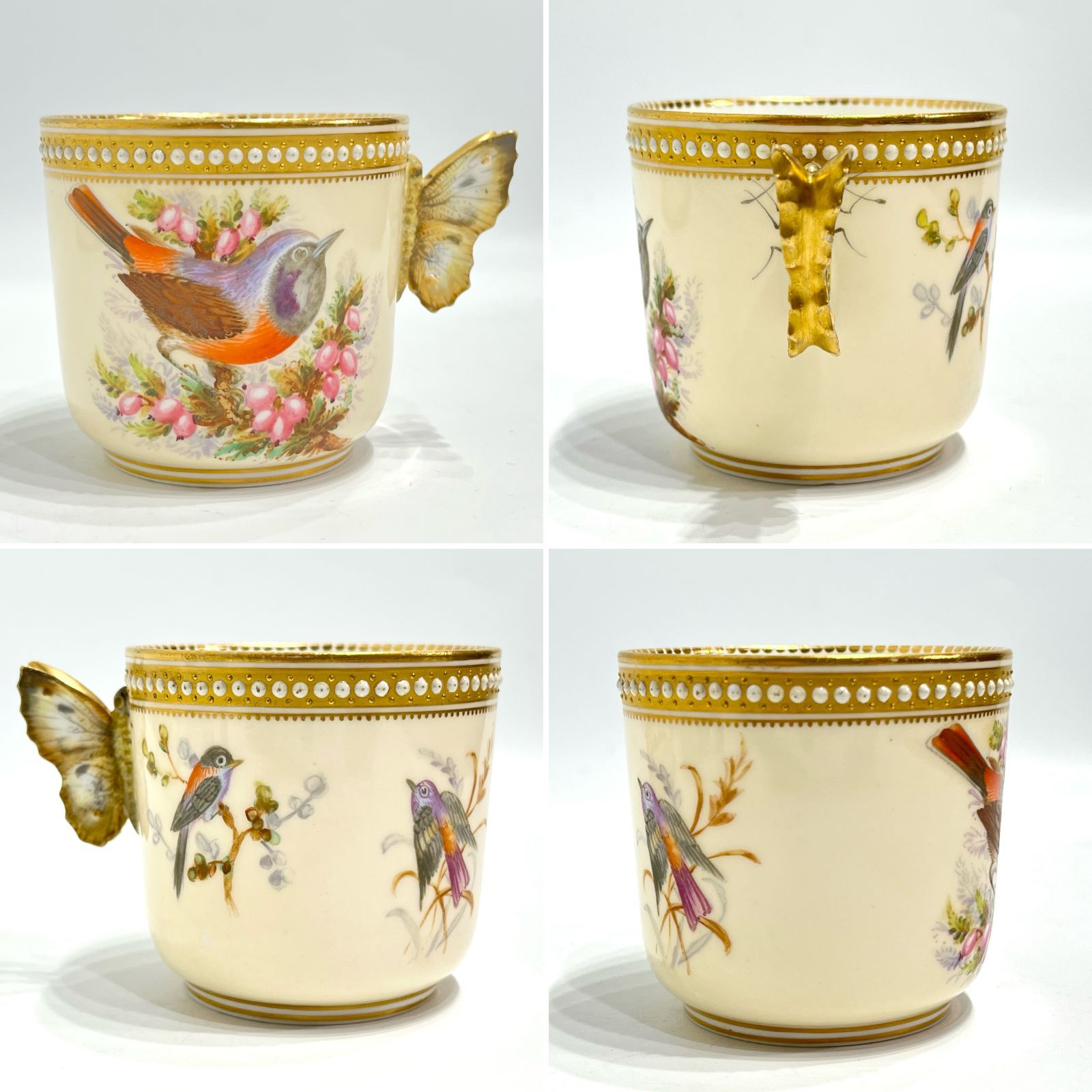 1875年 アンティーク ロイヤルウースター バタフライハンドルのコーヒーカップ ソーサー ROYAL WORCESTER イングランド カップ ソーサー コーヒー ティーカップ キッチン 食器