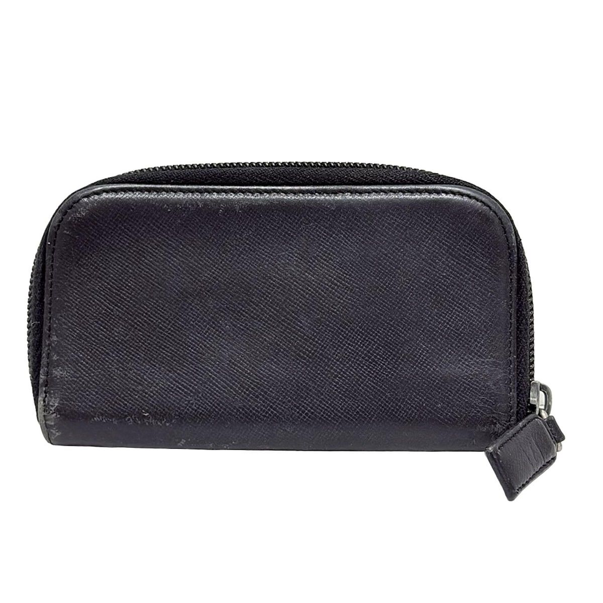希少 PRADA プラダ ラウンドジップ キーケース 6連 レザー ブラック