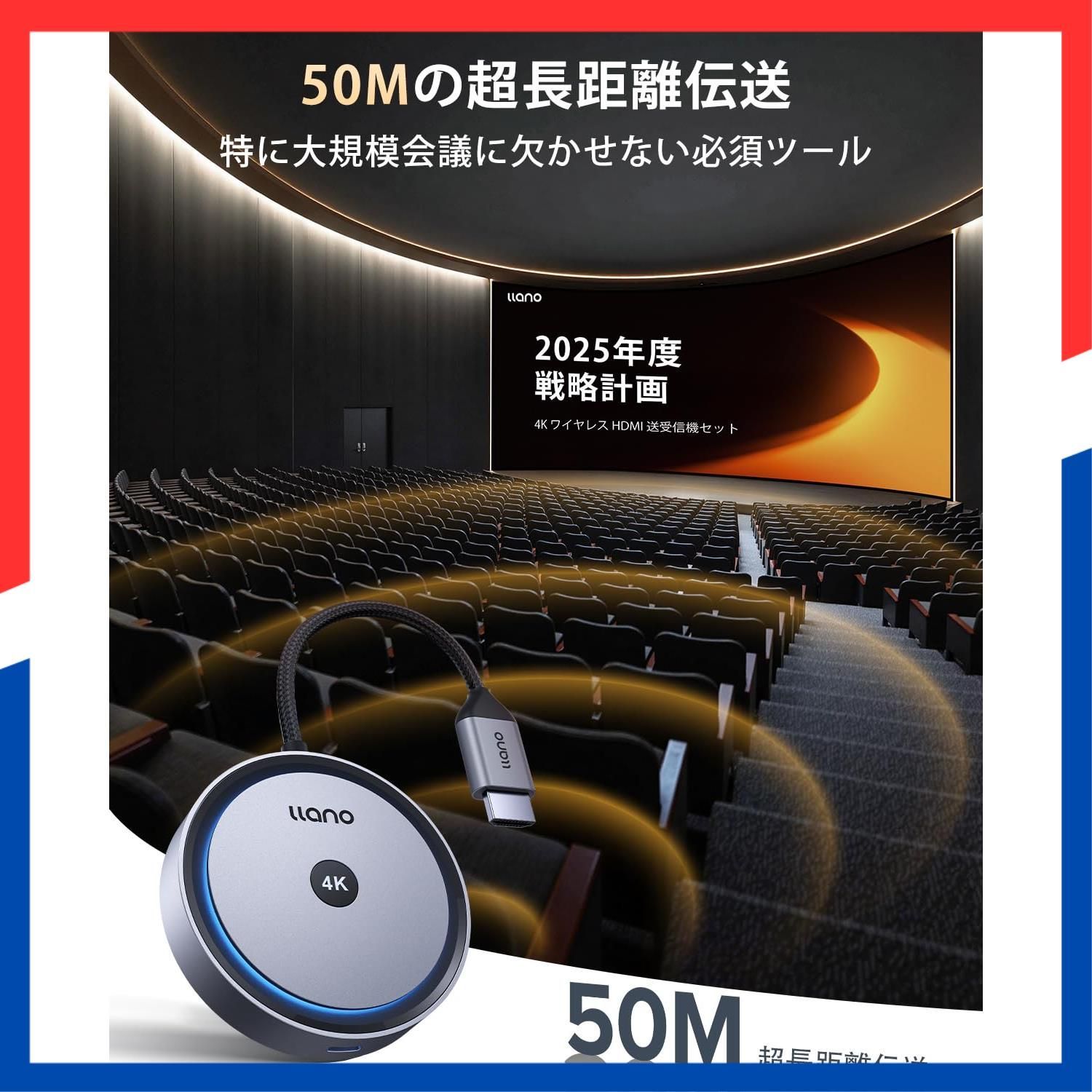 人気商品】無線受信機 4K@30Hz HDMI 日本技適認証取得 5.8G超低遅延