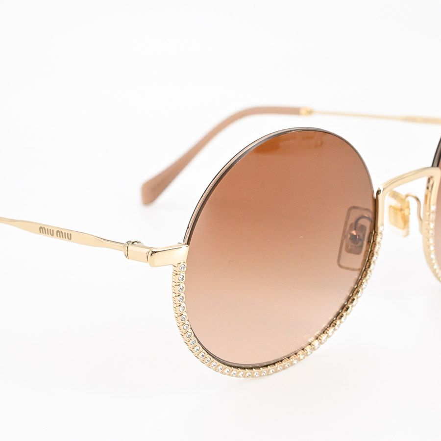 ミュウミュウ サングラス SMU69U べっ甲 柄 ラウンド ラインストーン